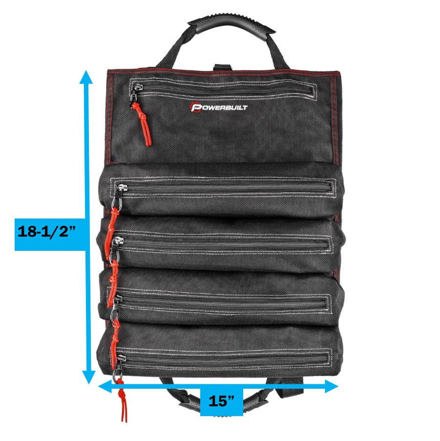 5 Zipper Pocket Roll Up Tool Bag