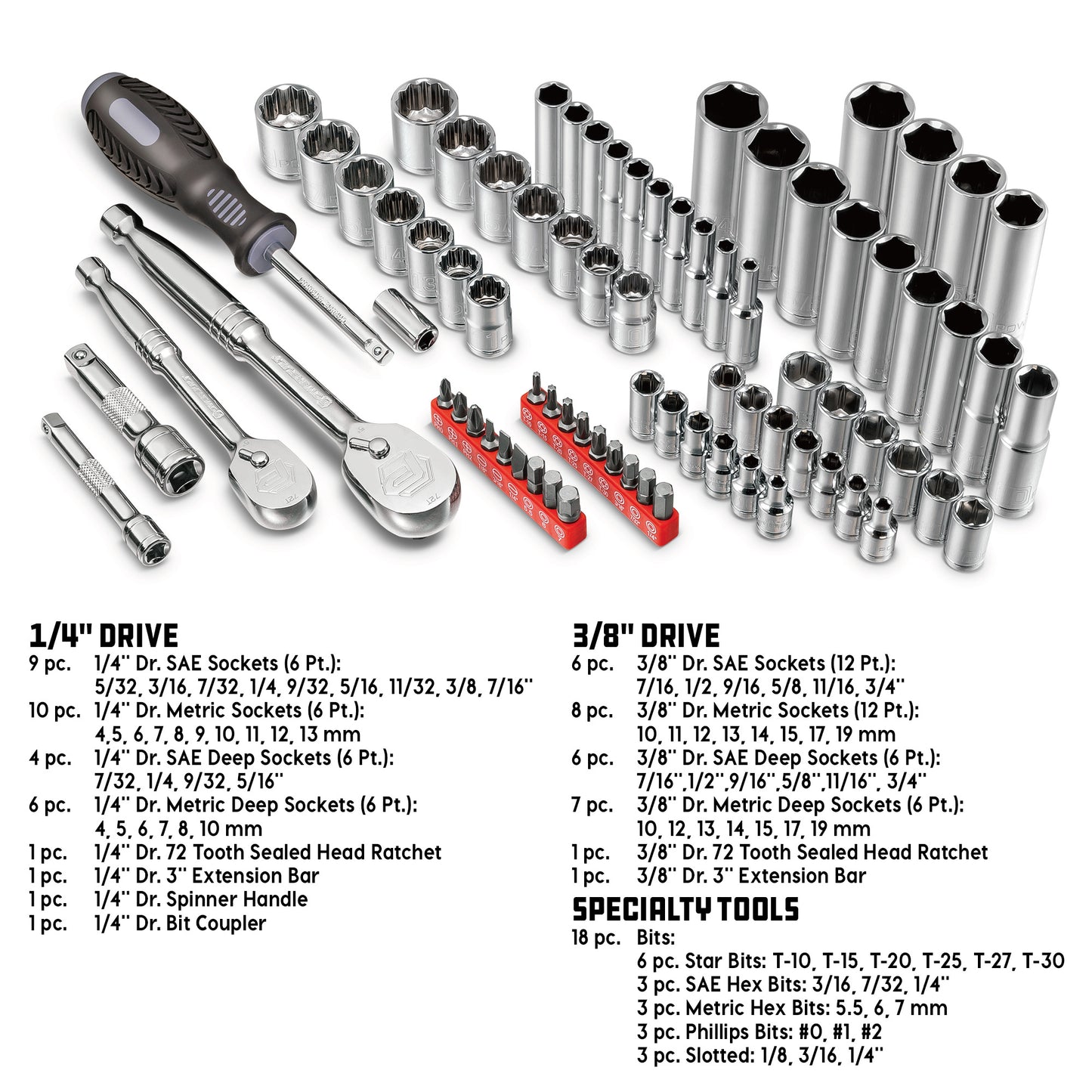 80 Piece Auto Mechanic's Service Tool Set