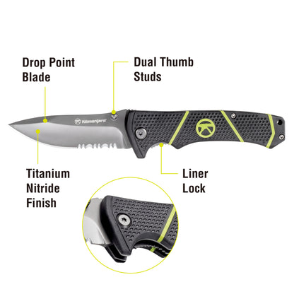 Kibo 7 in. Folding Knife - Drop Point Serrated Blade