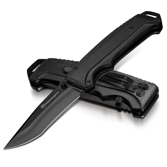 Allatro 8 in. Folding Knife - Spring Assist - Black Satin Blade