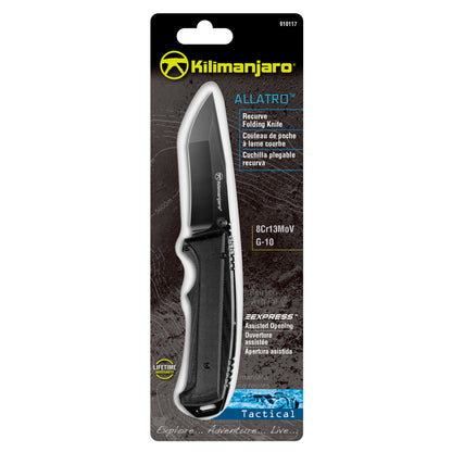 Allatro 8 in. Folding Knife - Spring Assist - Black Satin Blade