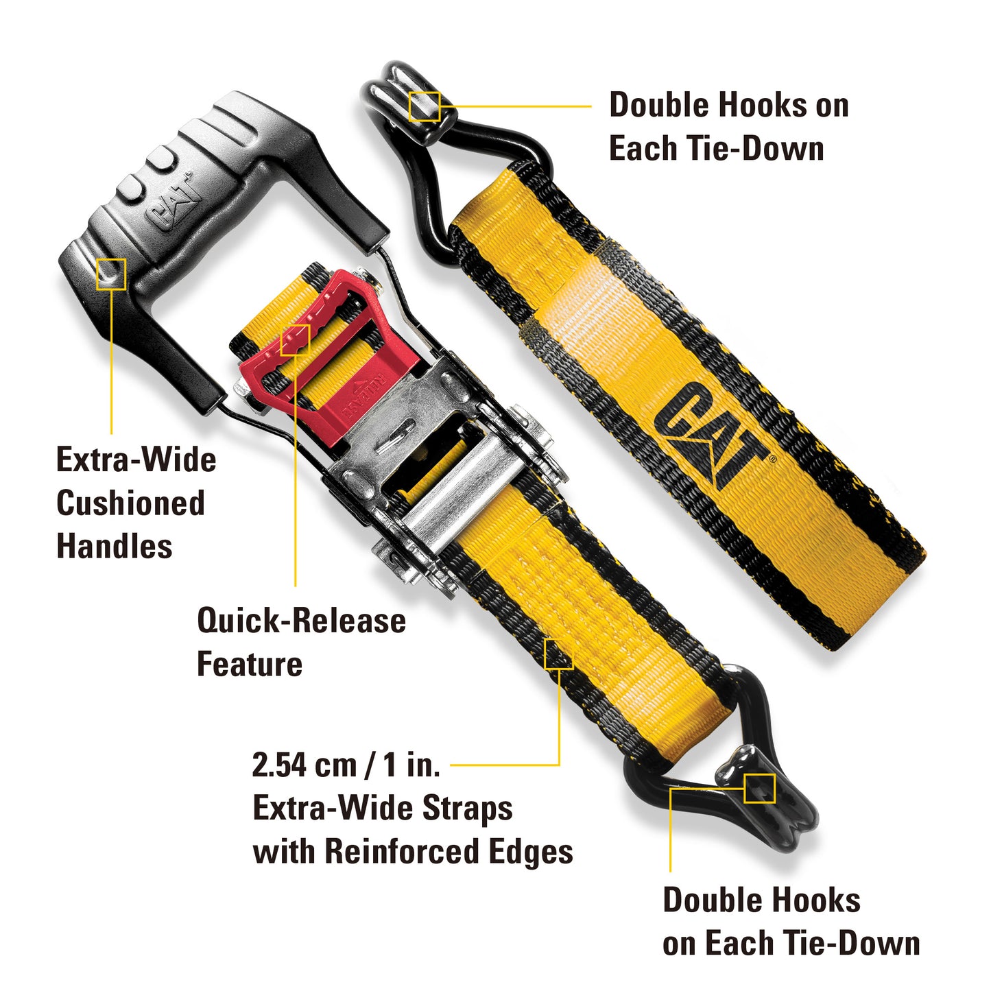 2 Piece 10 Ft. Heavy Duty Ratcheting Tie Down Straps - 1000 Lb.