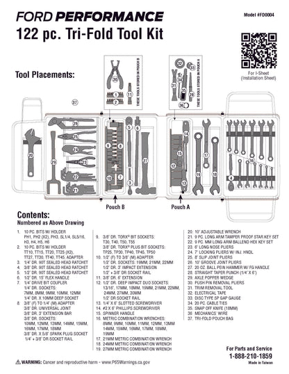 122pc Ford Performance Tri-Fold Tool Kit
